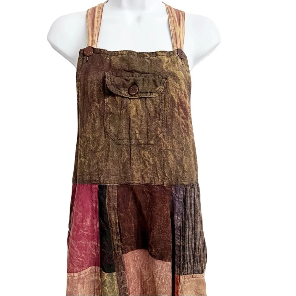 Bohemian Hippy Patchwork Jumpsuit Nepal Multi Fabric Harem Pant Baggy Fit Large - Picture 3 of 8